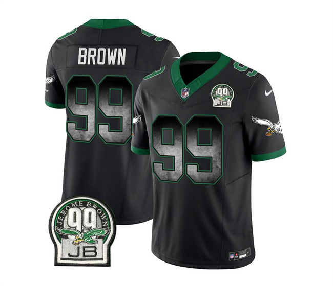 Men's Philadelphia Eagles #99 Jerome Brown Black 2023 F.U.S.E. Throwback Vapor Untouchable Limited Football Stitched Jersey